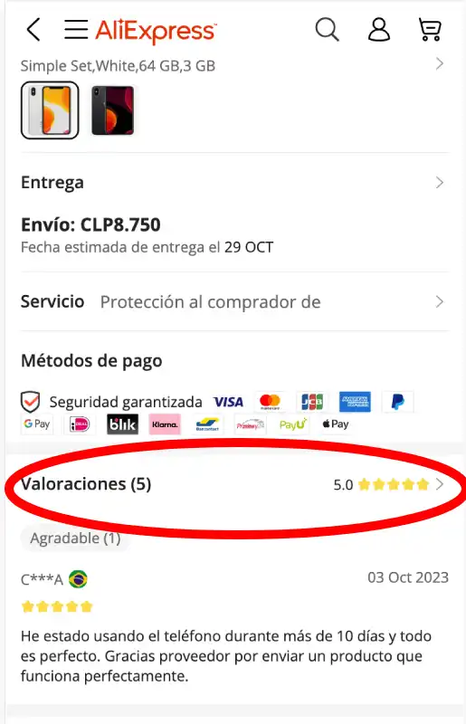 iphone en aliexpress desde chile