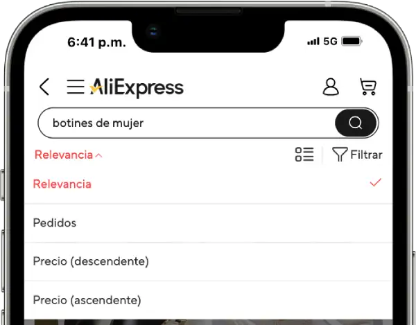 ordenar botines de mujer por precio en AliExpress Chile