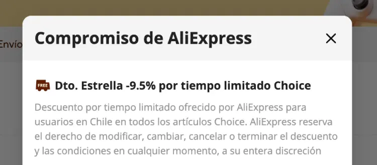 descuento estrella AliExpress Chile