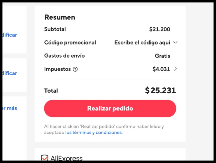 ver Impuesto AliExpress Chile