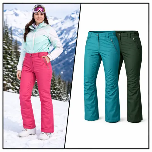 Pantalones de nieve para mujer en rosado, calipso y verde oscuro en AliExpress Chile