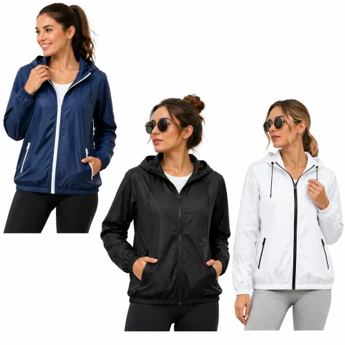 Cortavientos negro mujer, blanco y azul en AliExpress Chile