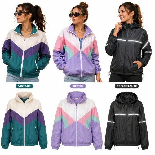 Cortavientos vintage, retro y reflectante mujer en AliExpress Chile