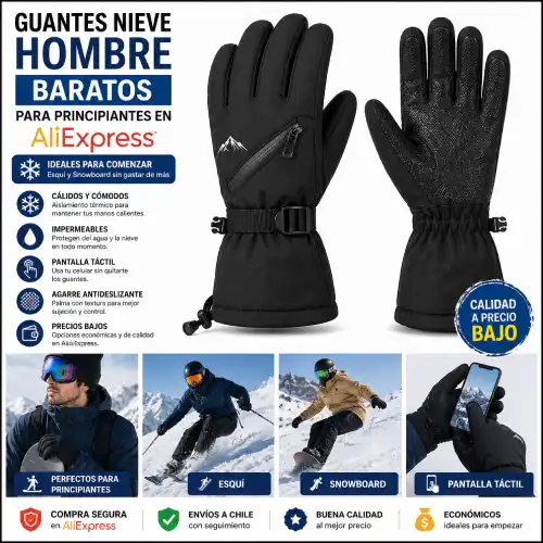 Guantes nieve hombre baratos para principiantes en AliExpress Chile