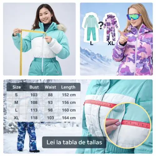 Elegir talla correcta en trajes de nieve mujer en AliExpress Chile