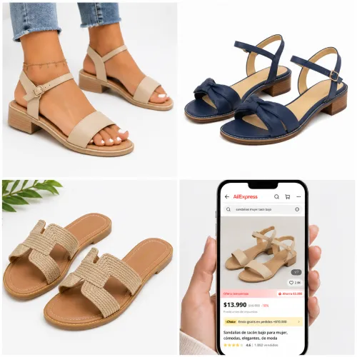 Sandalias mujer taco bajo y sin taco en AliExpress Chile