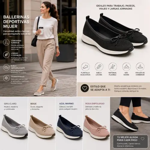 Ballerinas deportivas mujer para caminar cómodamente durante largas jornadas en AliExpress Chile