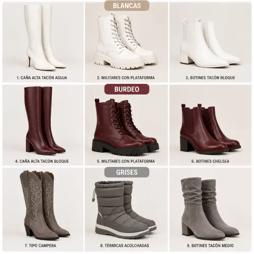 Botas blancas, burdeo y grises mujer en AliExpress Chile