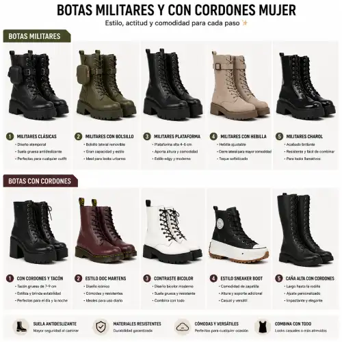 Botas militares y con cordones mujer en AliExpress Chile