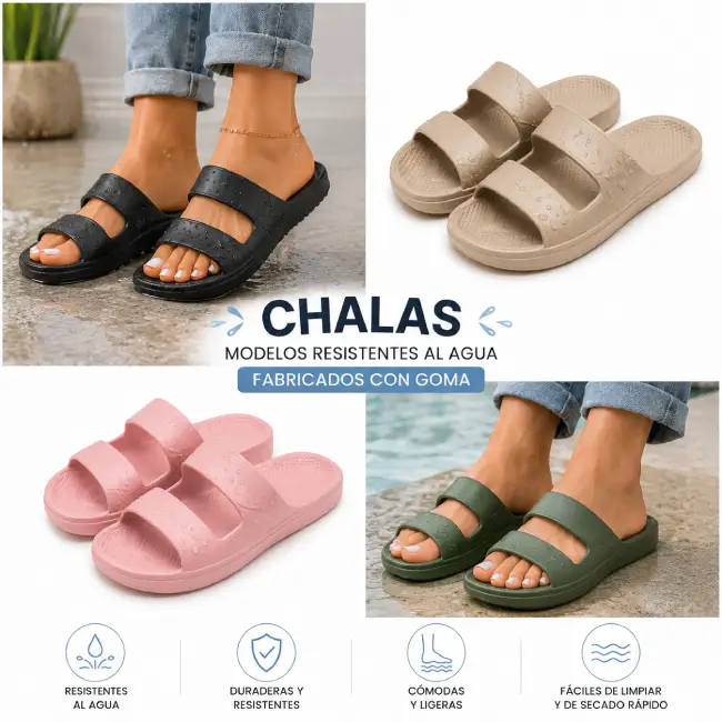 Chalas Modelos resistentes al agua y fabricados con goma en AliExpress Chile
