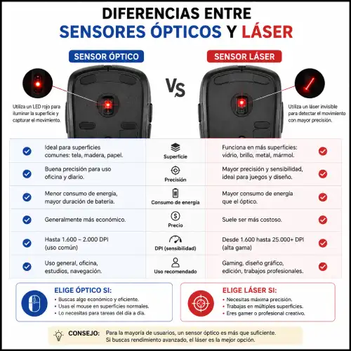 Diferencias entre sensores ópticos y láser en AliExpress Chile
