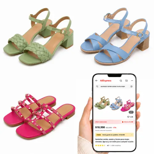 Sandalias verdes, azules y fucsia mujer en AliExpress Chile
