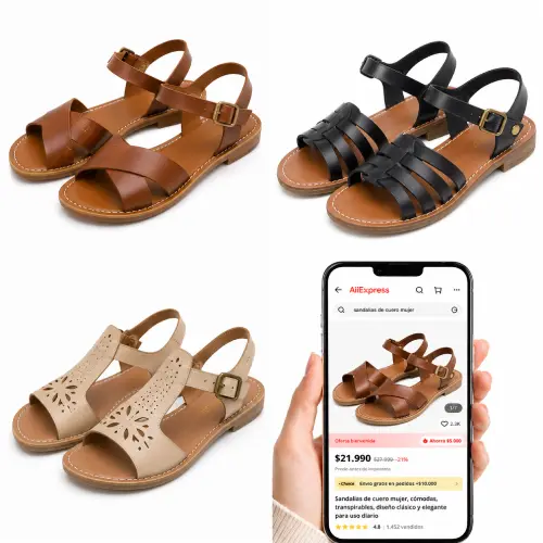 Sandalias de cuero mujer en AliExpress Chile