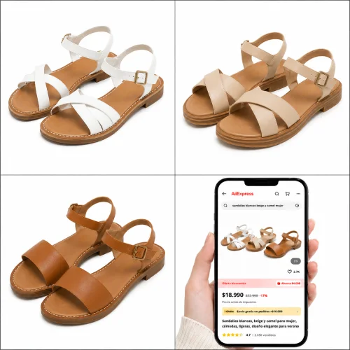 Sandalias blancas, beige y camel mujer en AliExpress Chile