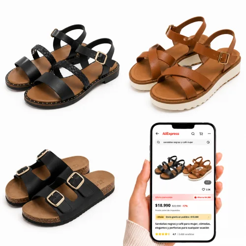 Sandalias negras y café mujer en AliExpress Chile