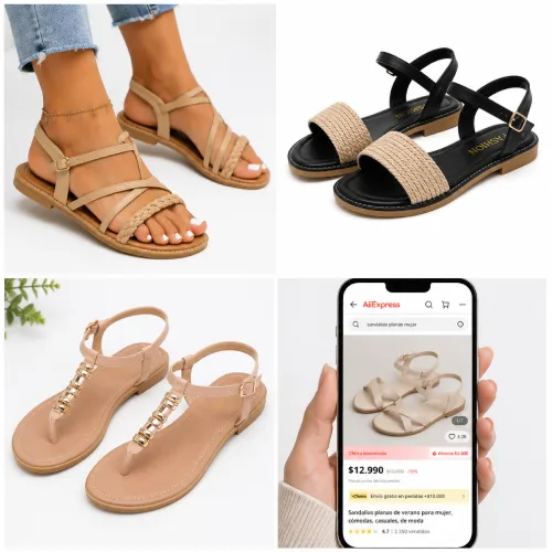 Sandalias planas y bajas mujer en AliExpress Chile