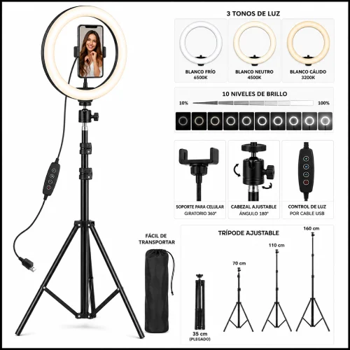 Aro de luz con trípode en AliExpress Chile