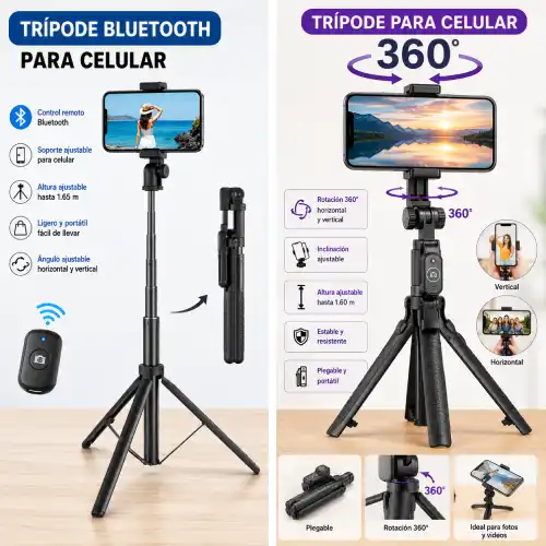 Trípode bluetooth celular y trípode para celular 360 en AliExpress Chile