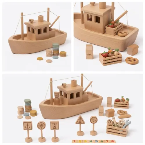 Barco de madera de juguete en AliExpress Chile