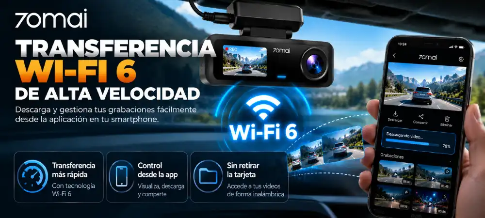 Transferencia Wi-Fi 6 de la cámara 70mai T800E
