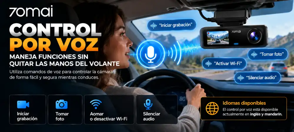 Control por voz de la cámara 70mai T800E