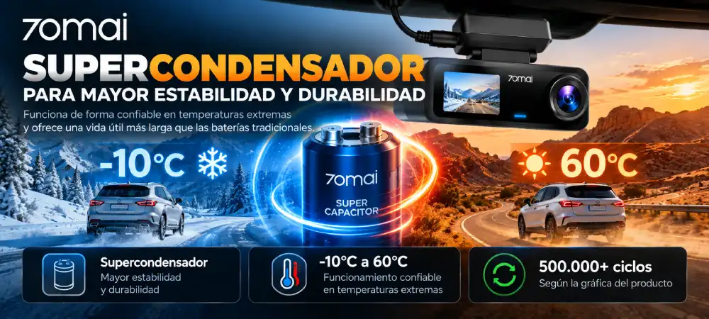 Supercondensador de la cámara 70mai T800E