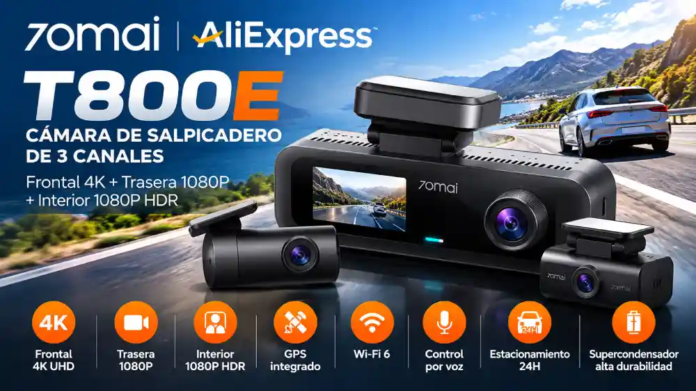 70mai T800E cámara de salpicadero 4K de tres canales