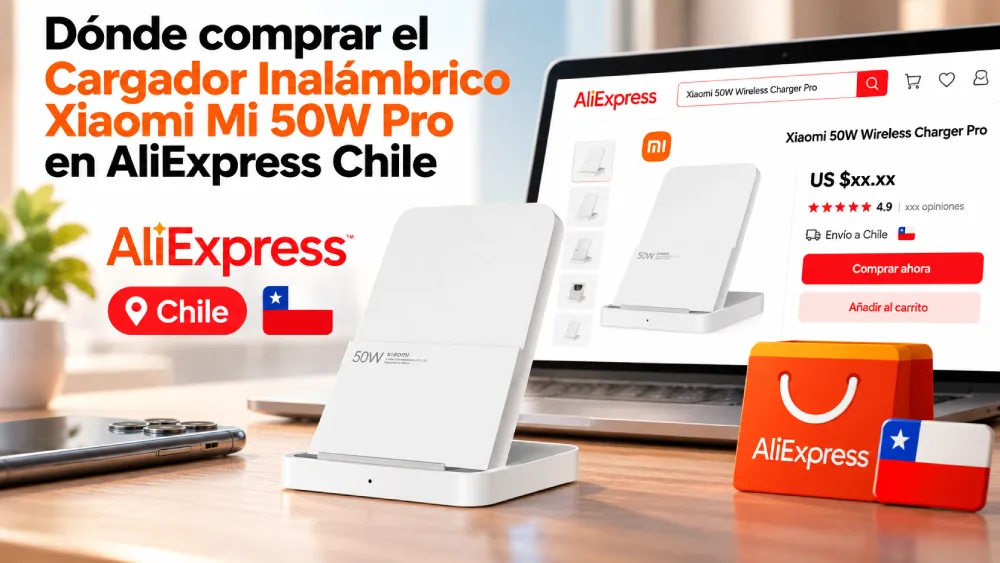 Cargador inalámbrico Xiaomi Mi 50W Pro con soporte vertical disponible en AliExpress