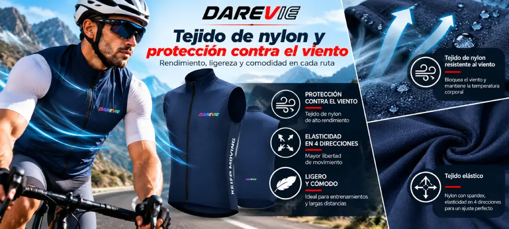 Tejido de nylon del chaleco DAREVIE DVJ202 resistente al viento