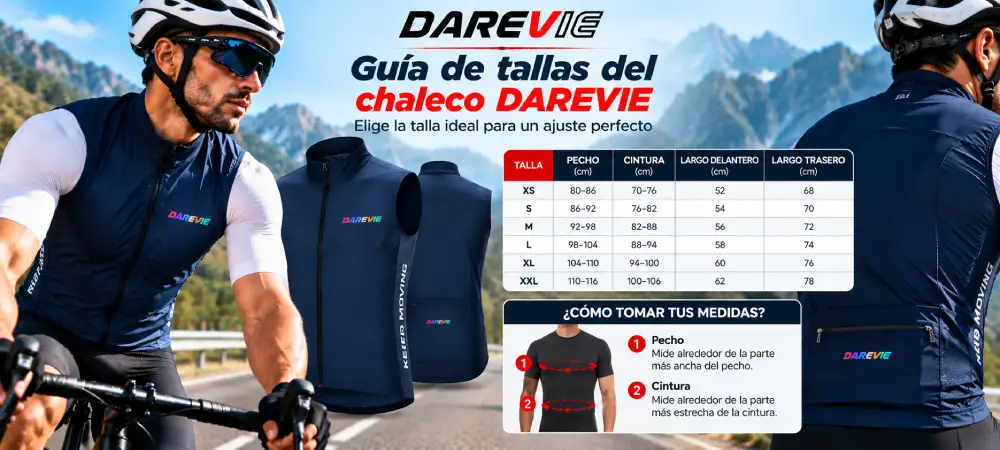 Guía de tallas asiáticas del chaleco DAREVIE para hombre