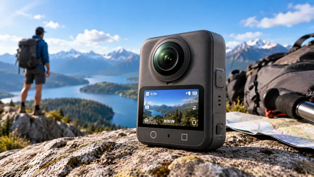 Cámara DJI Osmo 360 en un entorno de aventura al aire libre