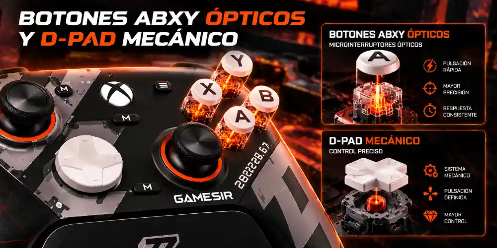 Botones ABXY ópticos y D-pad mecánico del GameSir G7 Pro Zenless Zone Zero