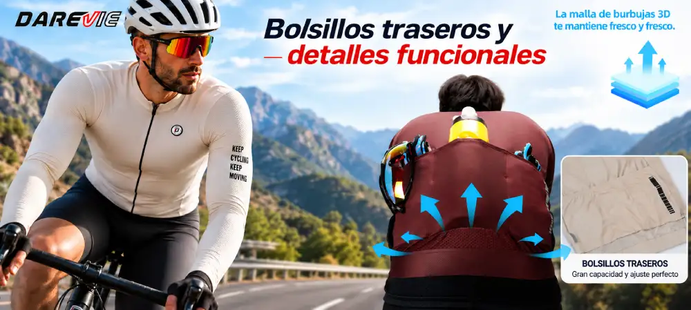 Bolsillos traseros del jersey DAREVIE para ciclismo