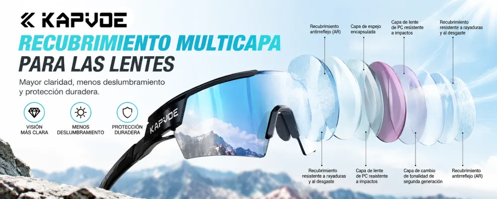 Recubrimiento multicapa de las lentes de las gafas Kapvoe K198