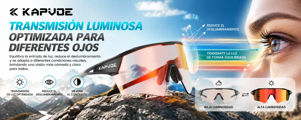 Transmisión luminosa optimizada de las gafas Kapvoe K198 para diferentes usuarios