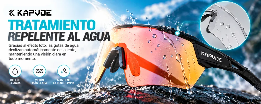 Tratamiento repelente al agua de las lentes Kapvoe K198 para ciclismo