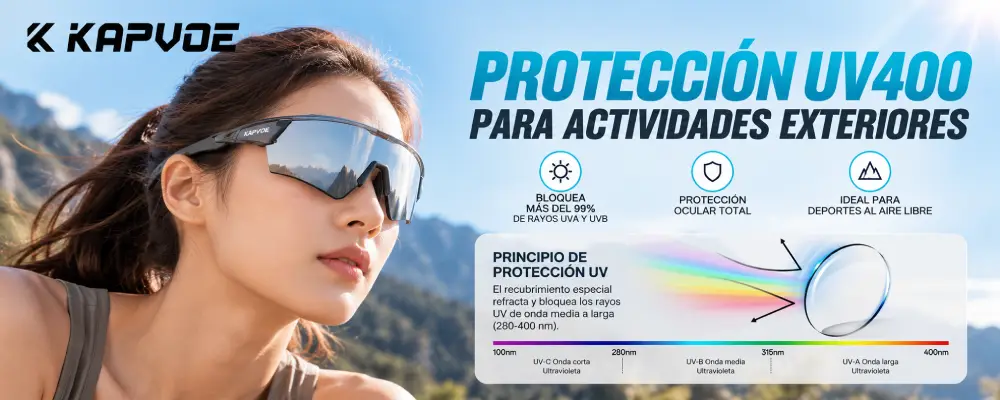 Protección UV400 de las gafas Kapvoe K198 para ciclismo y actividades exteriores