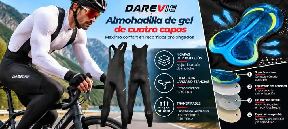 Almohadilla de gel de cuatro capas del pantalón DAREVIE DVP010