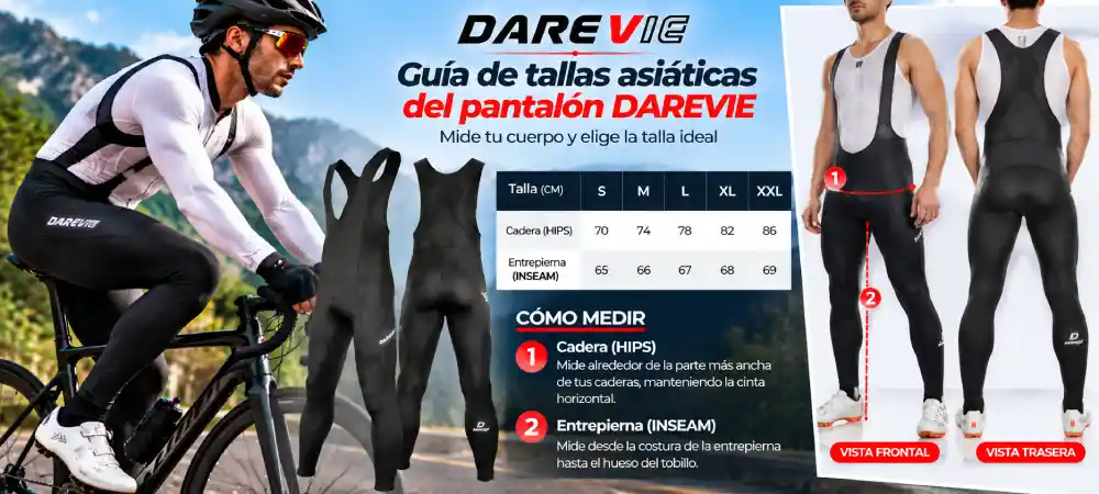 Guía de tallas asiáticas del pantalón DAREVIE DVP010 para hombre